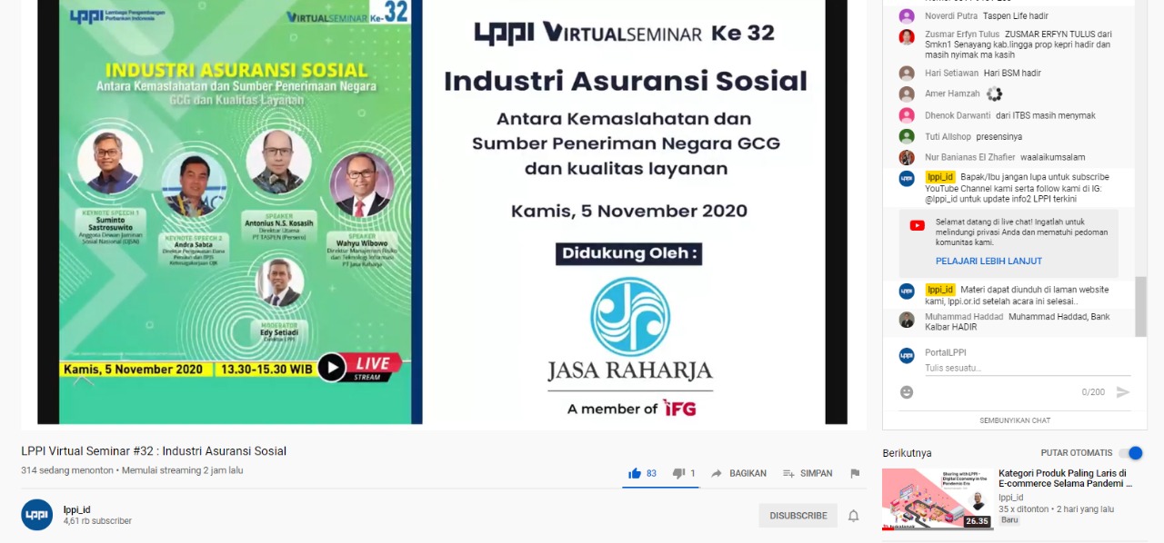 Virtual Seminar #32 : Industri Asuransi Sosial - Antara Kemaslahatan dan Penerimaan Negara, GCG dan Kualitas Layanan.